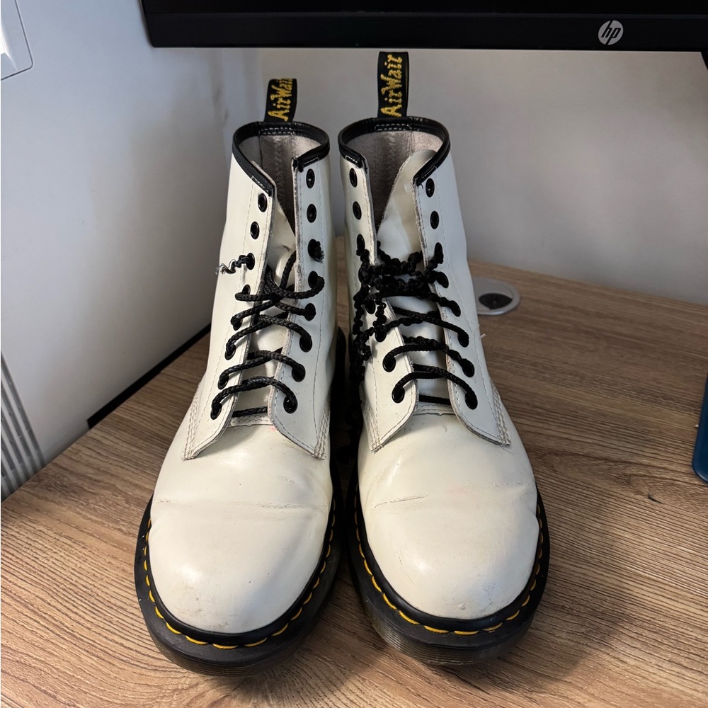 Dr. Martens White Leather Boots